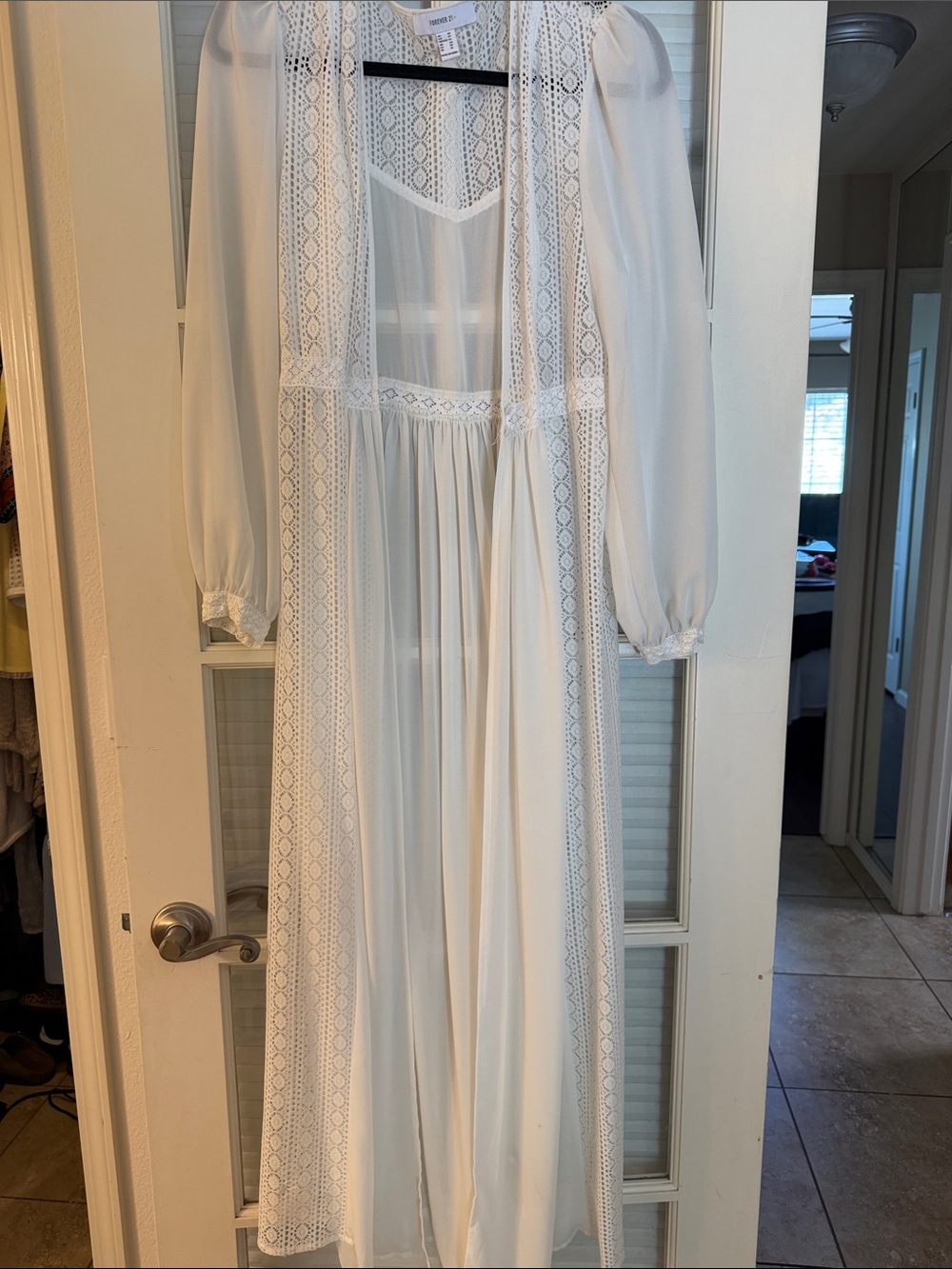Forte Cream Lace-Trim Maxi Dress